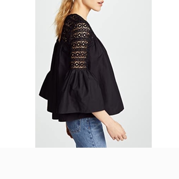 Black Boxy Blouse with 3/4 Bell Sleeves - Picture 5 of 10